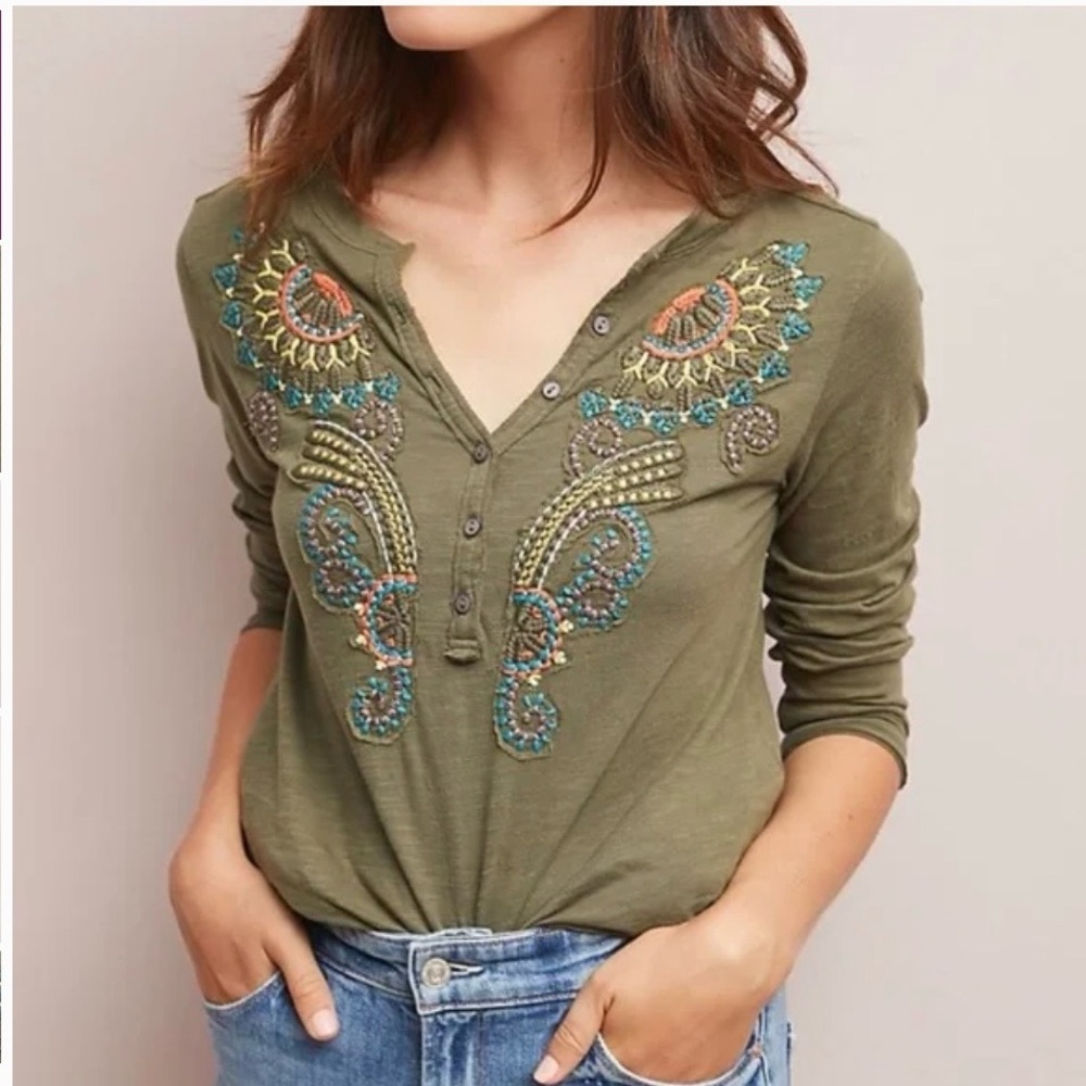 Anthro embroidered knit top - Picture 10 of 10